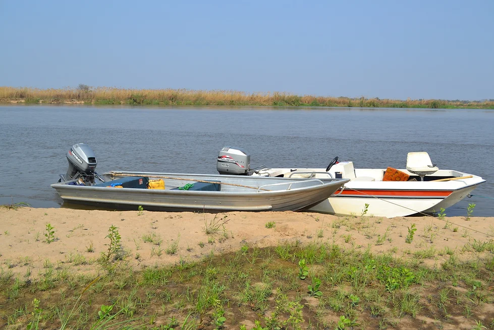 Boat transportation while hunting in Mozambique