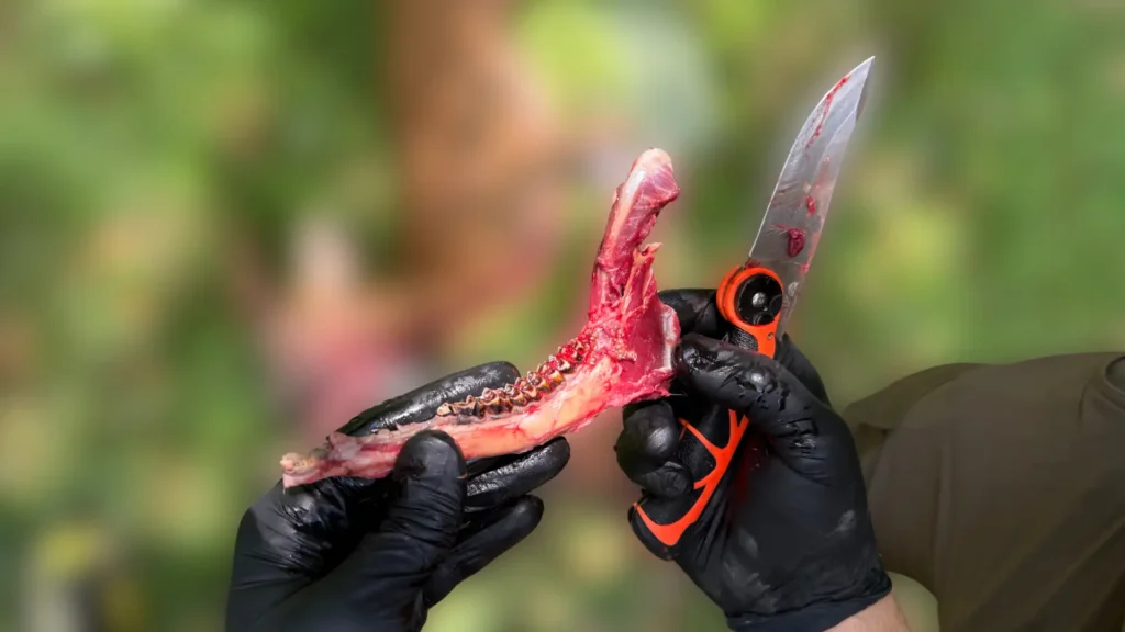 Example of teeth on an old roe buck harvested by Toni Balić, founder of Teron Hunting Tours in Slovenia